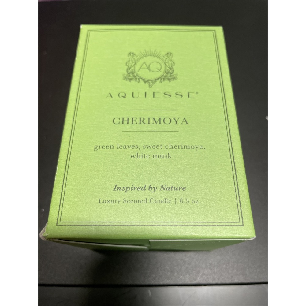 Aquiesse Luxury Scented Candle CHERIMOYA 6.5 oz green leaves/white musk NEW